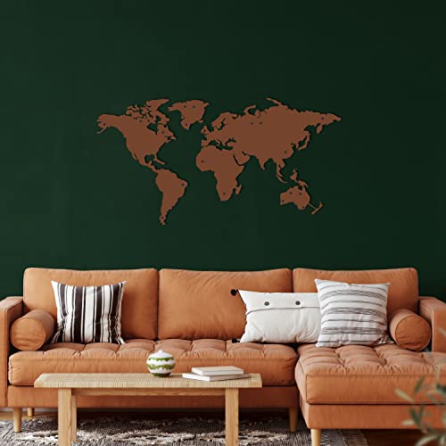 Eye-Catching Minimalist Bronze World Map Metal Wall Art