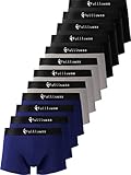 Fullluwaa Boxershorts Men Herren 10er/12er Pack Retroshorts Männer Trunks Baumwolle Unterwäsche Weiche und Ideale Passform(Ohne Kratzenden Zettel)