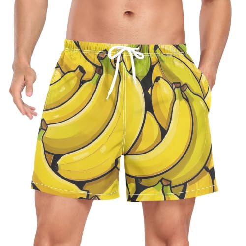 Pantalones cortos de natación para hombre con estampado de plátanos y frutas