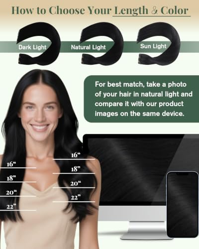 Image of Ugeat 18 Inch Genius Weft Hair Extensions Human Hair Black, 50G | Genius Weft Human Hair Extensions, Jet Black Hand Tied Wefts, All-day Wear, Heat Styling, for Daily