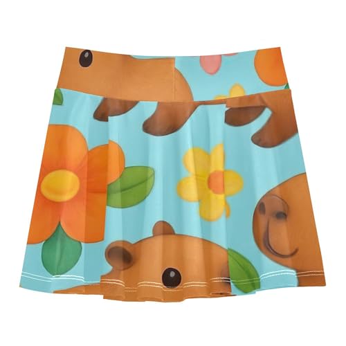 Girls' Shorts Athletic Skorts Skirts with Shorts Purple Cheer Skirt Cute Cartoon Capybaras Blue 3t2