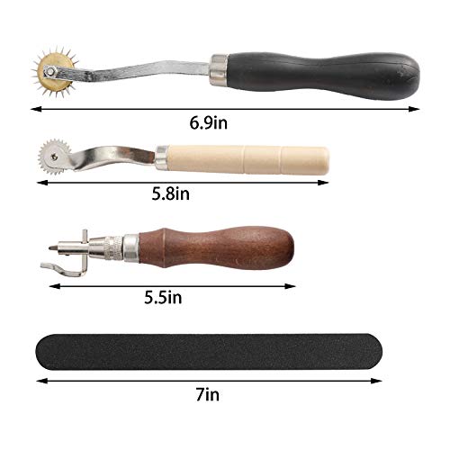 Patioer 52 Pcs Leather Tools Kit with Stitching Groover, Prong Punch and Leather Working Saddle Making Stamps Tools Set for DIY Leathercraft - Thumbnail 6