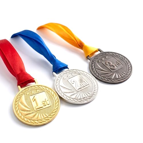 Ciko Medal 2.2" 1st, 2nd, 3rd Position Madel School Winners, Sports, Athletic and Corporate Rewards RNR Olympic Cricket Football Party Games Position Gold, Silver Bronze Medals (Model 1 Set of 3)