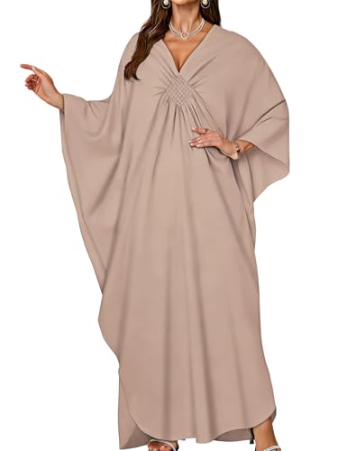Image of Kaftan Dresses for Women V Neck Caftans Batwing Sleeve Beach Cover Ups | JILUVIN Plus Size Long Floral Print Dress, Loose Fit Maxi Casual Moomoo, Lounge House Mumu Nightgown Summer Vocation 2026