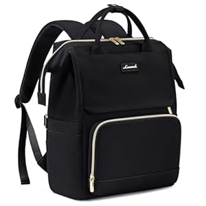 LOVEVOOK Mochila para laptop para mujer con bolsillo gigante para vasos, para viajes, trabajo, enfermera, profesora, Negro -, 18 pulg., Mochila para laptop para mujer
