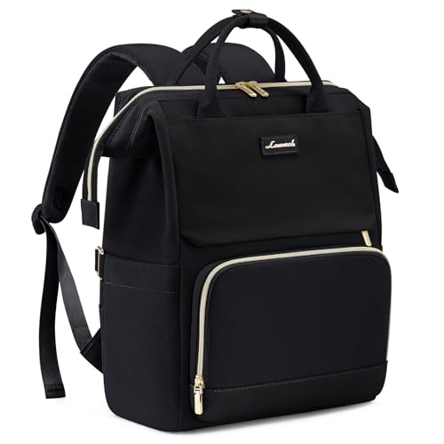 Image of LOVEVOOK Laptop Backpack for Women with Giant Tumbler Holder Pocket, 18 inch Travel Work Bag Purse for Nurse Teacher, Waterproof Casual Daypack Bookbag for College Business