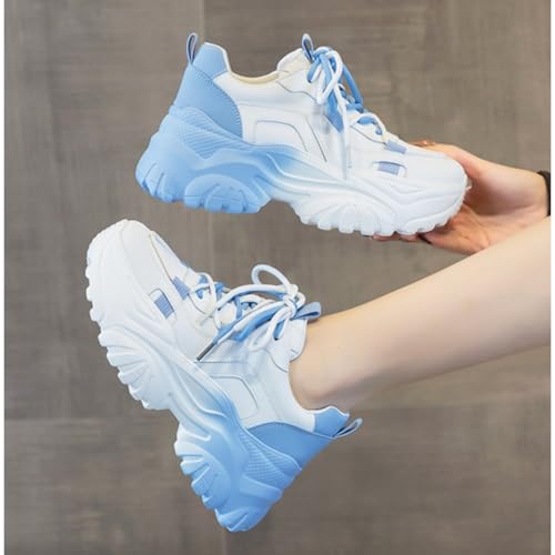 Women's Y2K Cloud Walker Platform Sneakers Cute Pastel Chunky Dad Shoes | Teen Girls Korean Ulzzang Fashion | Extra Height Blue/Pink Gradient Aesthetic3