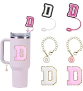 Stanley Cup Straw Covers & Letter Charms - 2+2 Pack Silicone Straw Toppers With Initial Charms For 30 & 40 Oz Tumblers