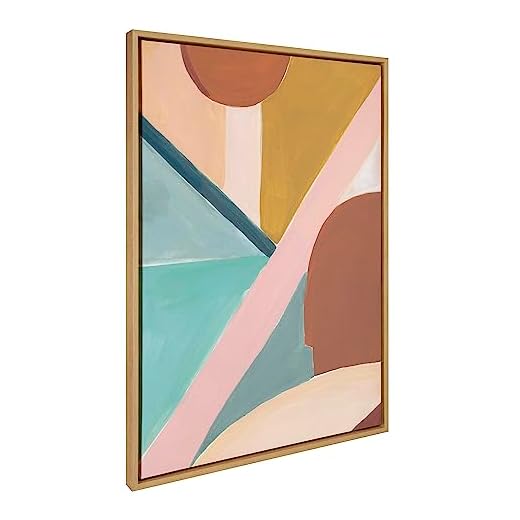 Kate and Laurel Sylvie Teotitlan Valley Study 2 Framed Canvas Wall Art by Kate Aurelia Holloway, 28x38 Natural, Modern Colorful Abstract Art for Wall
