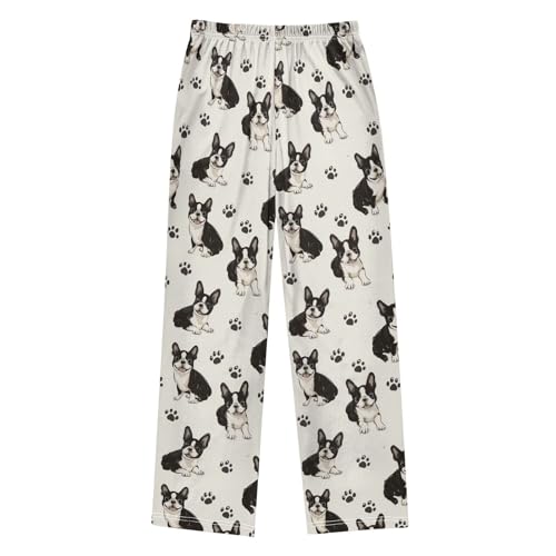 Lovely Boston Terrier Dog Pajama Pants Soft PJ Bottoms Lounge Pants for Sleepwear Sport Size 6–14 Years2