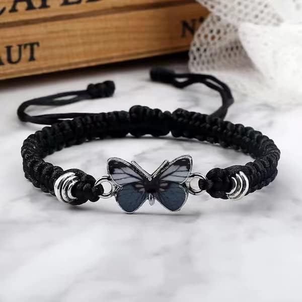 Miniatura 4 de Pulsera con dije de mariposa, pulseras ajustables tejidas a mano, lindas pulseras de mariposa, pulsera adecuada para joyas de mariposa familiares,