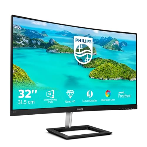 Philips 325E1C - 32 Zoll QHD Curved Gaming Monitor, 75 Hz, 4ms, FreeSync (2560x1440, VGA, HDMI, DisplayPort) schwarz