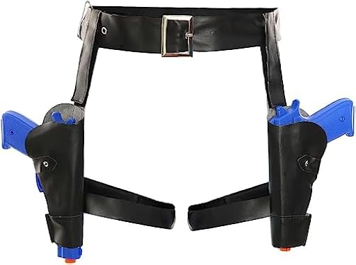I LOVE FANCY DRESS Pistoleras para muslos con dos pistolas de plástico, accesorio para disfraz de Halloween, cazador del tesoro, película de videojuegos, cinturón negro y pistolas | Ya disponible en tu tienda friki favorita! En mundofriki.es!