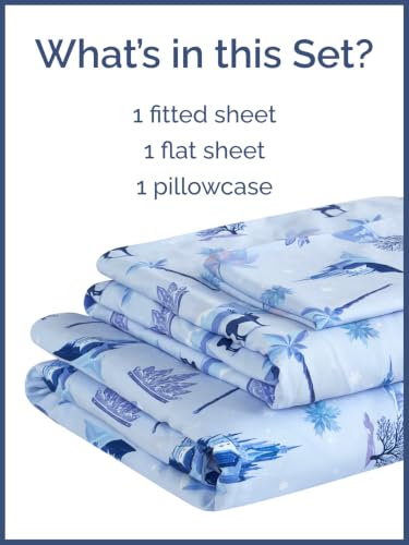 Image of Kids Twin Size Winter Bed Sheets - 3 Piece Kids Winter Sheet Set - Snowy Holiday Bedding - Ultra-Soft, Cute & Cozy - Breathable & Machine Washable - Frosty Bed Set for Boys, Girls, Teens & Toddlers