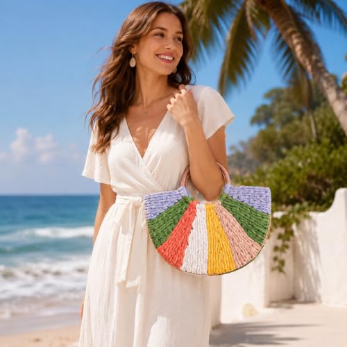 Bolso Tote de algodón tejido a mano para mujer miniatura 2