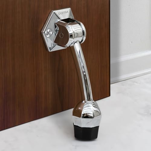 Image of Plantex Door Stopper for Main Door /5-Inch Stopper with Rubber Grip /Stoppers for Wooden Door /Stops for Door - Pack of 1 (Chrome)