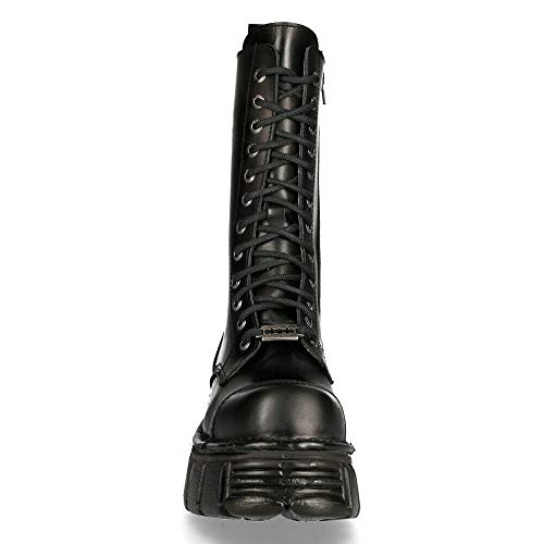New Rock Boots M-MILI211C-C1 Women's Military Metallic Black Lace Up 100% Leather Techno Biker4