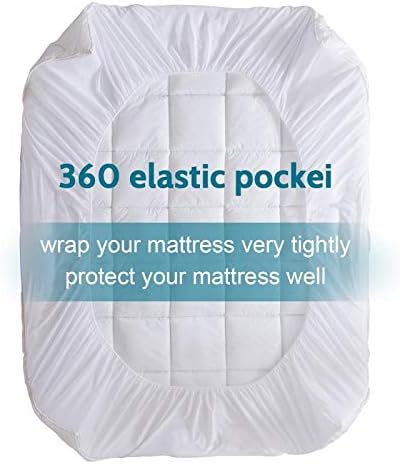 COSYBAY Premium Waterproof Mattress Pad- White Fitted Sheet Super Soft -Breathable Mattress Cover Stretches up to 21 Inches Deep Mattress Topper-Cal-King（72×84 Inch）