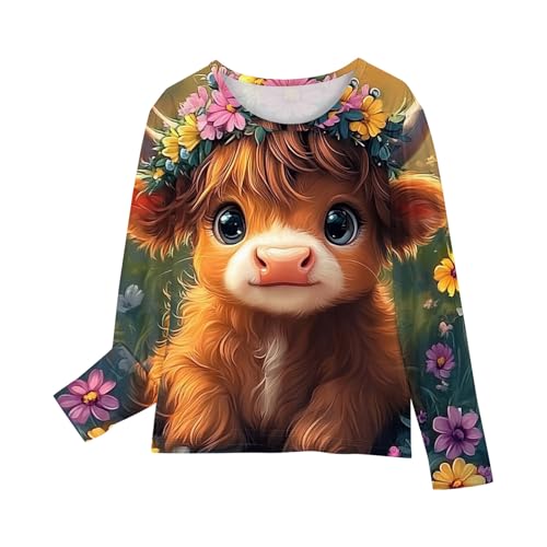 Girls Fashion Print T Shirts Casual Long Sleeve Crewneck Loose Tops 2025 Trendy Youth Workout Tees4