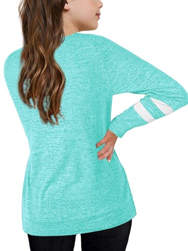 Image of Apbondy Girls Shirts Casual Long Sleeve Crewneck Loose Striped Sweatshirts Pullover Tops
