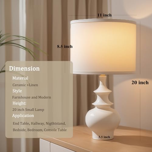 Lámparas de mesa de cerámica modernas 20 pulgadas set de 2 blancas miniatura 3