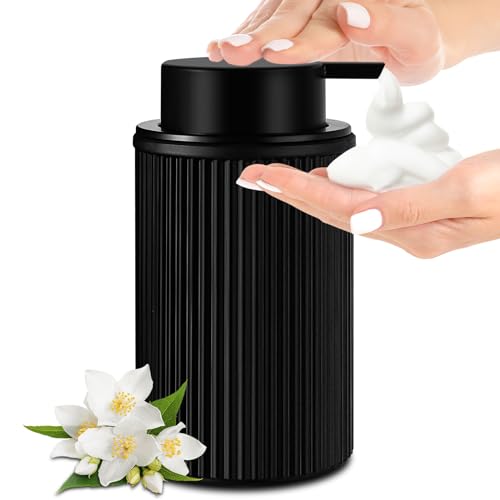 GMISUN Schaumseifenspender 325ml Seifenspender Schaum schwarz matt aus Glas für Küche Modern Schaumspender für Bad nachfüllbaren Seifenschaumspender Spülmittelspender Handseifenspender