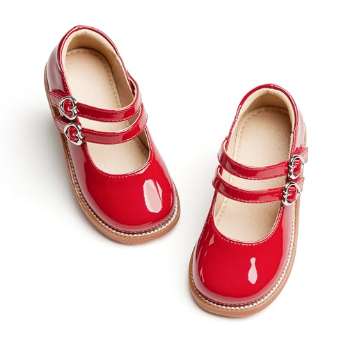 Image of GINFIVE Toddler Girls Dress Shoes Little Kids Flats School Mary Janes Shoes