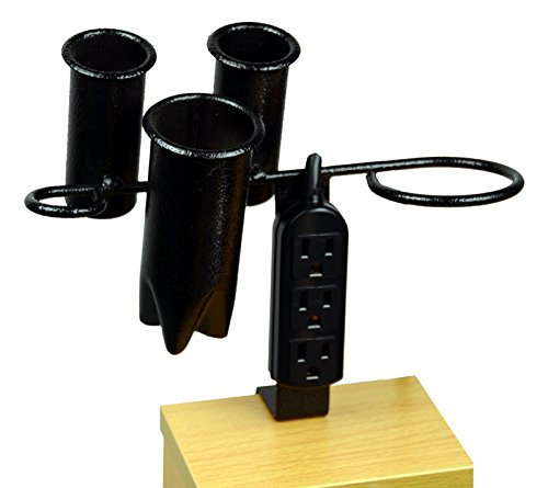 LCL Beauty Clamp-On Black Steel Appliance Holder with 3-Port Power Strip