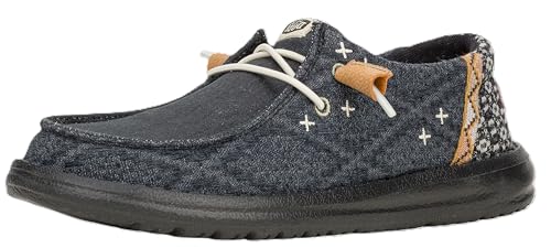 HEYDUDE Women's Wendy Crafted Boho Loafer Shoe, Black/Black, 8