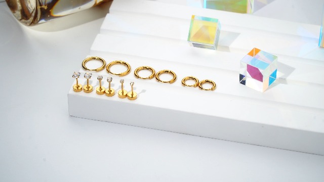 KRFY Set Di 3 Orecchini A Cerchio In Acciaio Inossidabile Oro Bianco - Zirconia, Ipoallergenici, Per Donna - 4