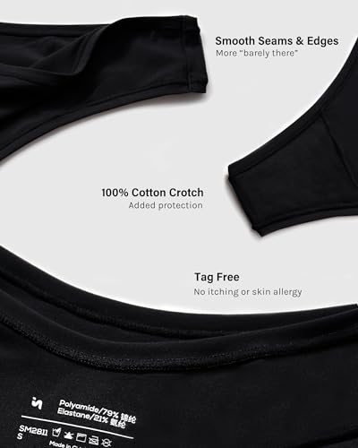 Image of INLYRIC Women's Inbarely Soft Thong - No Show Sexy Panties Breathable V-waisted Ladies Underwear 3 Pack
