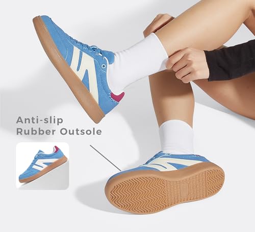 Image of LUCKY STEP Women Classic Retro Gum Sole Fashion Sneakers Casual Tennis Skate Shoe Genuine Leather Walking Footwear Anti Slip Trainers