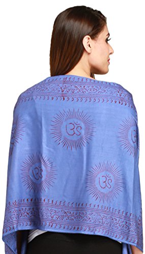 Lavender-Violet Sanatana Dharma Prayer Scarf with Printed Om - Blue3