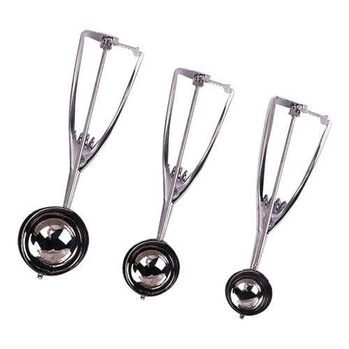 3Pcs Ice Cream Scoop with Easy Trigger Stainless Steel Cookie Scoop Meatball Scoops Melon Baller Scoops for Baking in Kitchens Ice Cream Shop