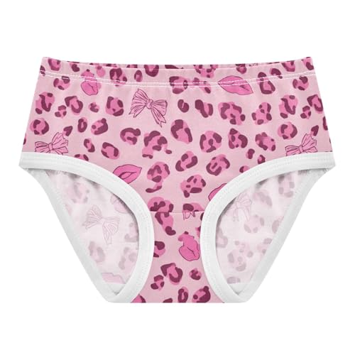 Wusikd Pink Leopard Print Bows Girls' Underwear Cotton Girls Briefs Soft Toddler Underwear 2T