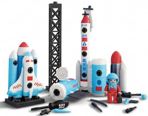 Image of Umadiya Take Apart Space Toys, Assemble Educational STEM Toys Spaceship Playset Space Shuttle, Rocket, Astronaut Figures Cake Decoration Space Cake Topper Gift for 3Yr+ Boy Girl