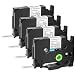 Greencycle 4 PK Compatible TZ231 TZe231 TZ-231 Label Tape 12mm Black on White for Brother P-Touch Printers - 12mm wide * 8m Length 1/2