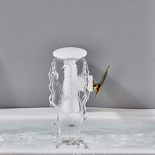 Robinet d'eau chaude et froide cascade avec mitigeur d'évier ergonomique blanc - 4