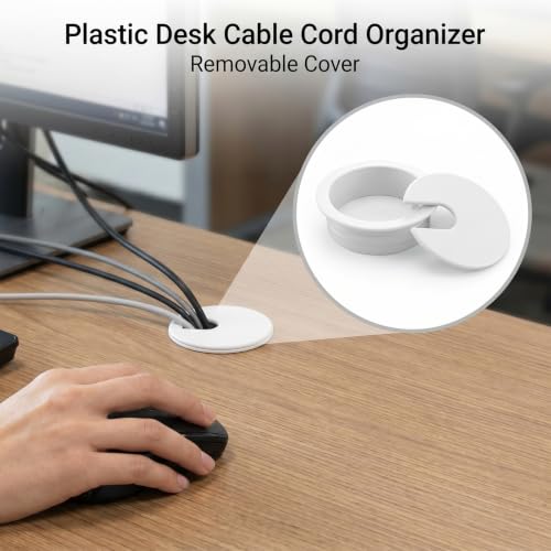 Andibro 6 piezas de embellecedores para escritorio de 1.5 pulgadas, cubre agujeros para gestión de cables en mesas de computadora y estaciones de trabajo de oficina miniatura 4
