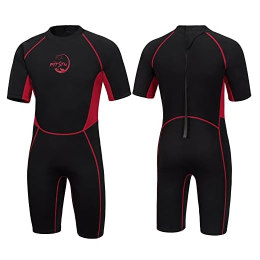FitsT4 Kinder Shorty Neoprenanzug 2.5mm Neopren Mädchen Kleinkinder Jungen Rückenreißverschluss für Tauchen Schnorcheln Surfen Schwimmen Lessions,Rot,L