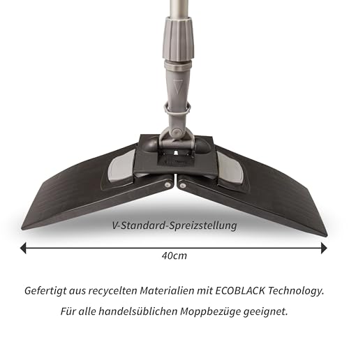 G.I.V. - Reinigungstechnik Bodenwischer Set Moppstange Aluminium mit Rändelhandgriff + Klapphalter & 5x Microfasermopp Bezug 40cm - Wischbezug Microfaser - Wischer Bodenreinigung - Wischmopp mit Stiel – Bild 7