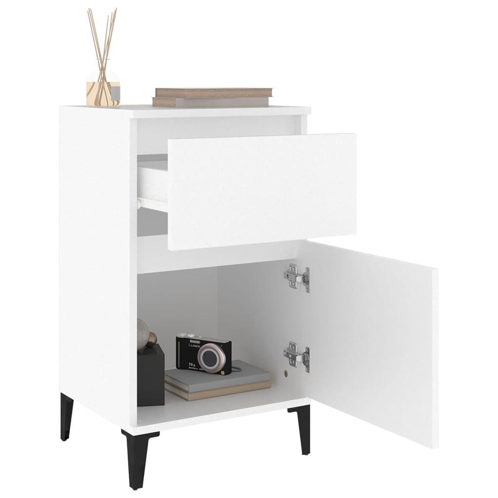 Zeitloser Nachttisch aus Holzwerkstoff mit Stauraum und Wandhalterung – Elegantes Design für Schlafzimmer und Wohnraum, Feuchtigkeitsbeständig & Stabile Aufbewahrung