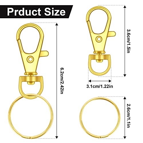 Image of 120PCS Premium Swivel Lanyard Snap Hook with Key Rings, Metal Keychain Hooks for Jewelry Making, Crafts (Gold)