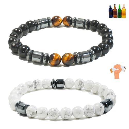 Yanalun Glame Anti Alcohol Bracelet for Men & Women Adjustable Anti-Alcohol Hematite Tiger Eye Sobriety Bracelet to Reduce the Urge to Drink Relieve Anxiety & Stress Healing Jewelry Gifts for Men and Women in Recovery