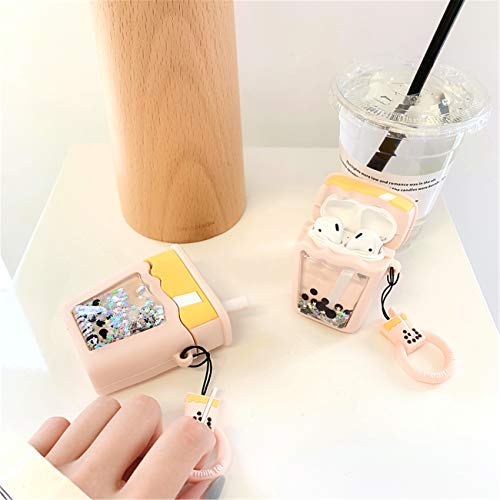 Besoar Quicksand Milk Tea For Airpod 1/2 Case, Cartoon Cute Fashion Cool Silicone Boba Tea Design Cover For Airpods, Unique Stylish Kawaii Funny Fun Trendy Shell Girls Women Girly Cases Air Pods 2&1 #TOP6