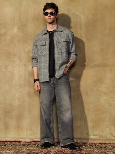 Veste en coton texturé grise décontractée avec fermeture éclair avant