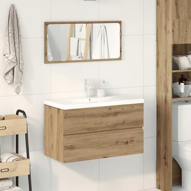 Bathroom Furniture Set Artisan Oak, White Engineered Wood, Ceramic3328940