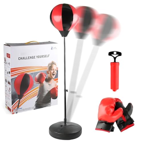 Saco de Boxeo para niños con Guantes,Saco de Boxeo con Guantes, Juego de Saco de Boxeo, Saco de Saco de Boxeo para niños de Altura Ajustable con Soporte para niños Mayores de 13 años