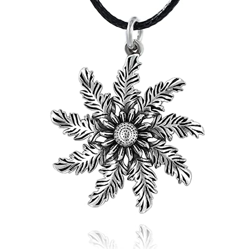 Collar con Colgante Sol Etnico de 35mm - Flor del Sol Vasca con cordón de hilo encerado negro - Poderoso amuleto en plata - Se envía en caja de regalo