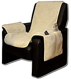 [page_title]-Brandsseller Sesselschoner Sesselüberwurf Sesselauflage Sesselbezug Polster kuschelweich in Lammflor-Optik - mit seitlichen Taschen - Natur